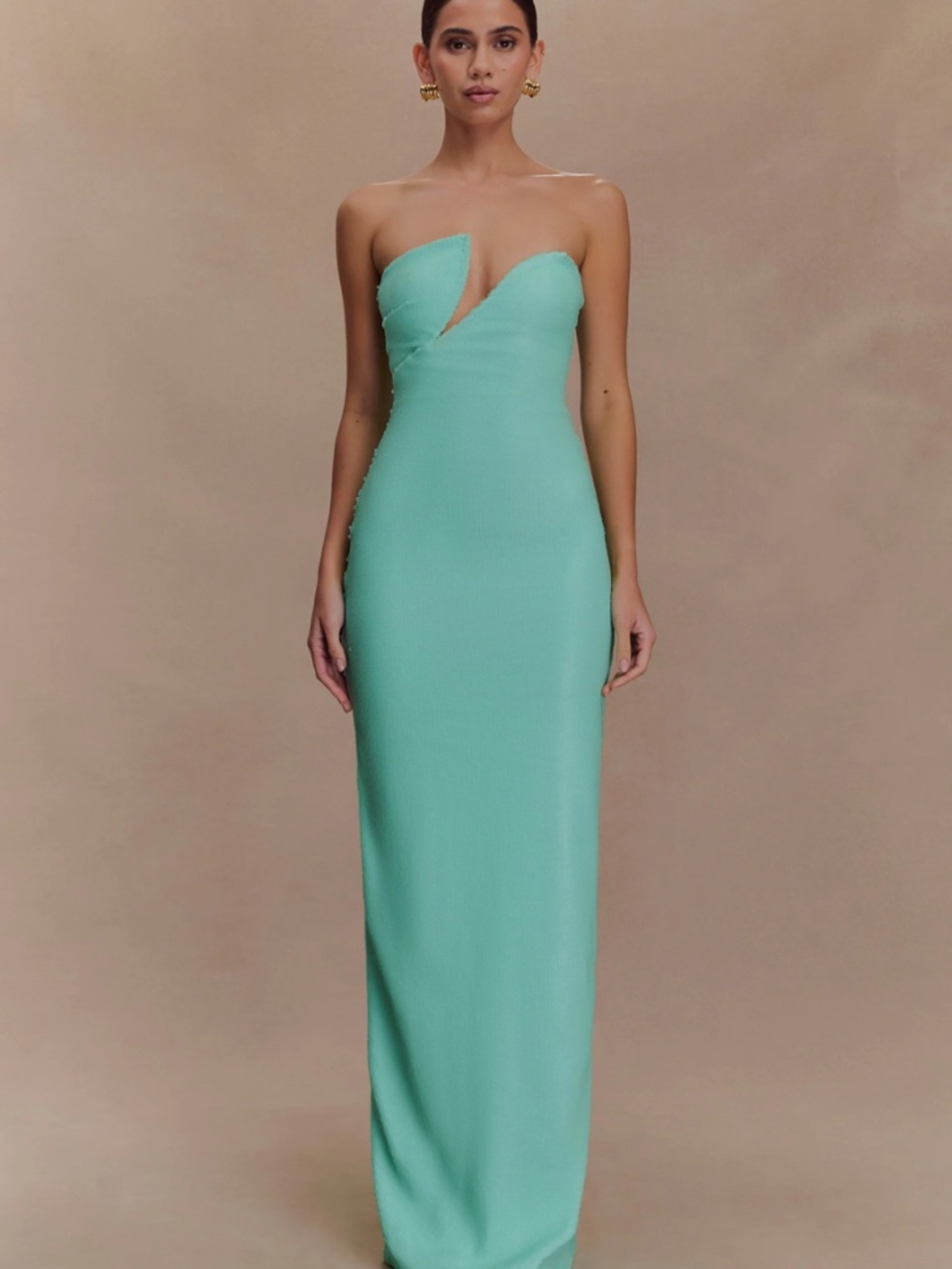 Meshki Winston Strapless Sequin Maxi Dress Turquoise XS